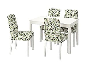 Set de masa cu scaune IKEA Ekedalen/Bergmund White/Fågelfors multicolored 120/180 cm