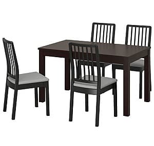 Set de masa cu scaune IKEA Laneberg/Ekedalen Brown/ Black Gray (4 scaune )