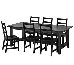 Set de masa cu scaune IKEA Nordviken Black (6 scaune )