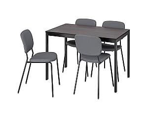 Set de masa cu scaune IKEA Vangsta/Karljan black-brown/Kabusa dark gray