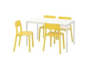 Set de masa cu scaune IKEA Melltorp / Janinge white-yellow (4 scaune)