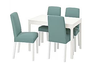 Set de masa cu scaune IKEA Ekedalen/Bergmund  White/Ljungen light green 120/180 cm (4 scaune)