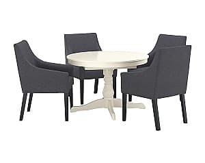 Set de masa cu scaune IKEA Ingatorp/Sakarias black/Sporda dark grey110/155 cm (4 scaune)