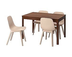 Set de masa cu scaune IKEA Ekedalen / Odger brown / white beige 120/180 cm (4 scaune)