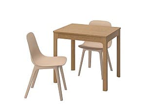 Set de masa cu scaune IKEA Ekedalen / Odger stejar alb / bej  (2 scaune)