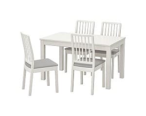 Set de masa cu scaune IKEA Laneberg/Ekedalen 130x190x80 Alb/Alb Gri (1+4)