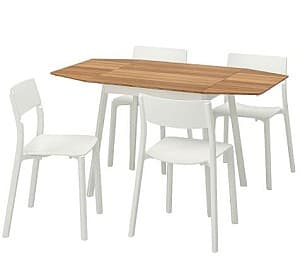 Set de masa cu scaune IKEA PS 2012/Janinge 138 cm Bambus/Alb (1+4)