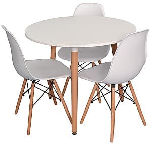 Set de masa cu scaune Evelin DT 404-1 + 3 scaune LC-021 White