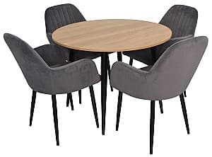 Set de masa cu scaune Evelin DT 402-2 + 4 scaune LC-621B/Dark Grey57