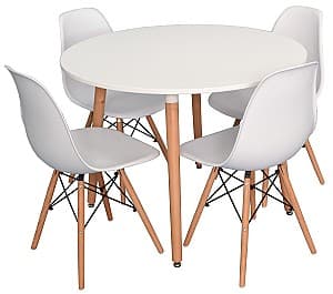 Set de masa cu scaune Evelin DT 402-1 + 4 scaune LC-021 White
