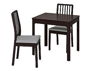 Set de masa cu scaune IKEA Ekedalen / Ekedalen dark brown/Orrsta gray 80/120 cm