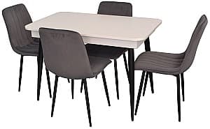 Набор стол и стулья Evelin DT 431-1R B + 4 стула  XR-154 B/Dark Grey 57