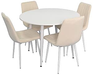 Set de masa cu scaune Evelin DT 402-5 + 4 scaune  XR-154 Wh/Crem-3